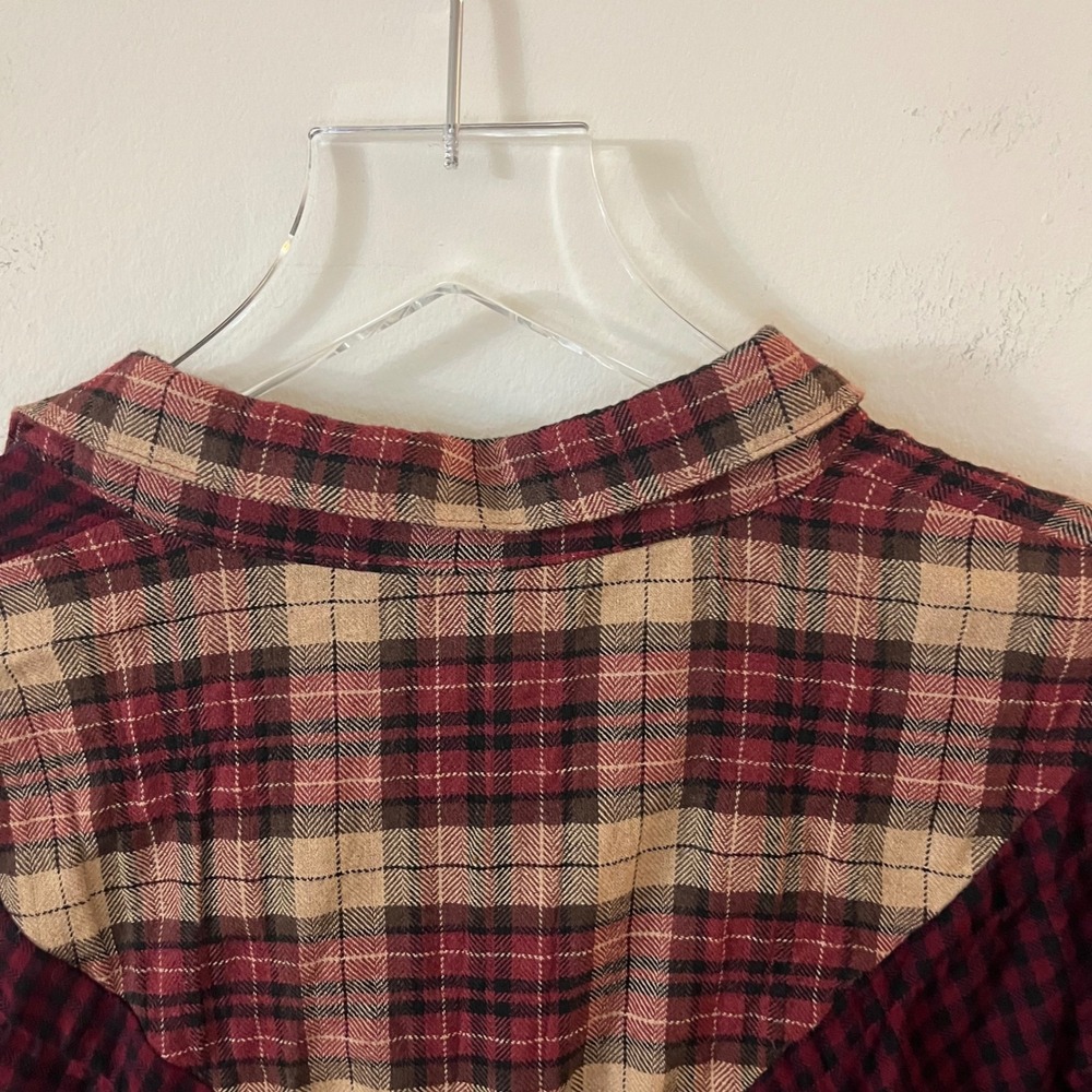 Mystree Jayne Plaid Contrast Long Sleeve Button Up Shirt Women Medium NWT - Picture 10 of 12
